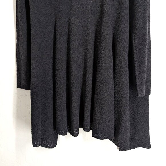 EILEEN FISHER Cardigan Womens M Black Wool Open Witchy Knit Long Sleeve FLAWS - Picture 5 of 12
